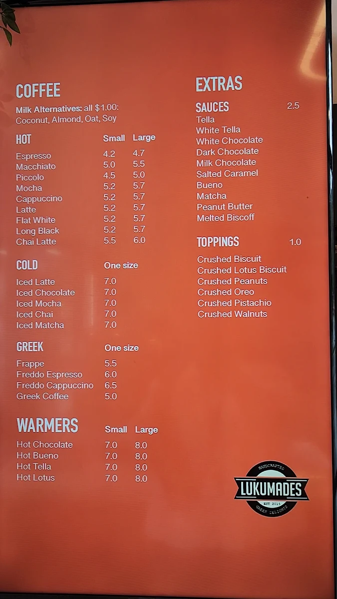 Menu, Lukumades