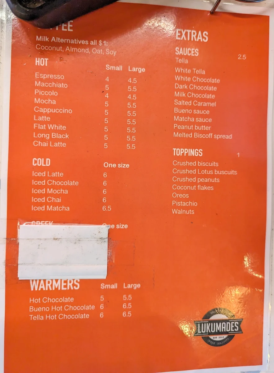 Menu, Lukumades