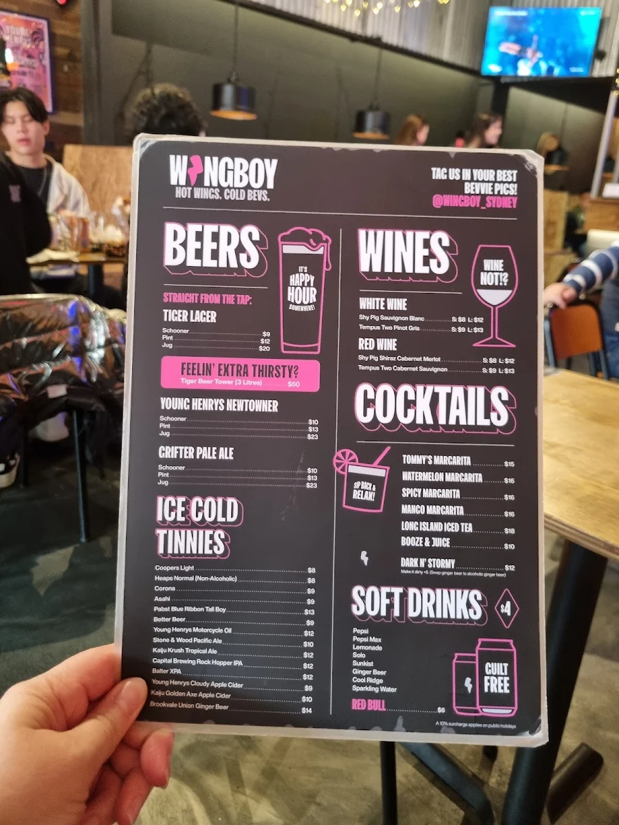 Menu, Wingboy Newtown