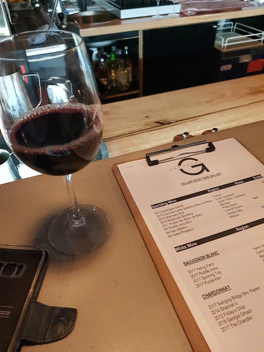 Menu, Grenache Wine Bar