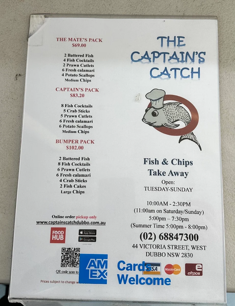 Menu, The Captains Catch