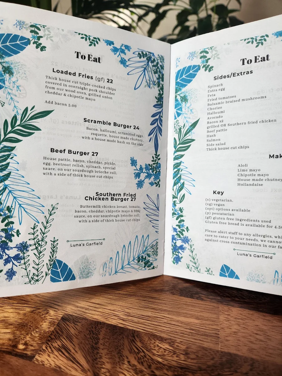 Menu, Luna’s Garfield