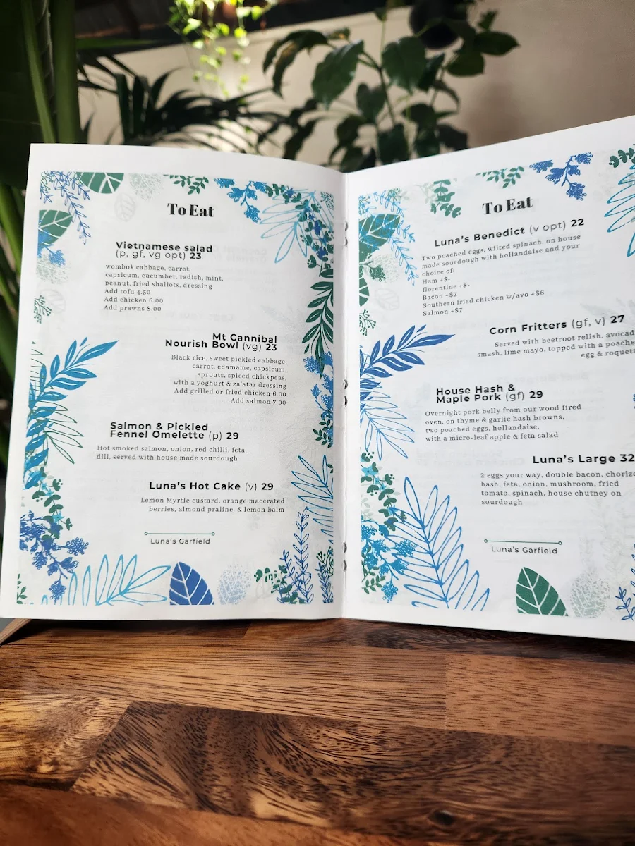 Menu, Luna’s Garfield