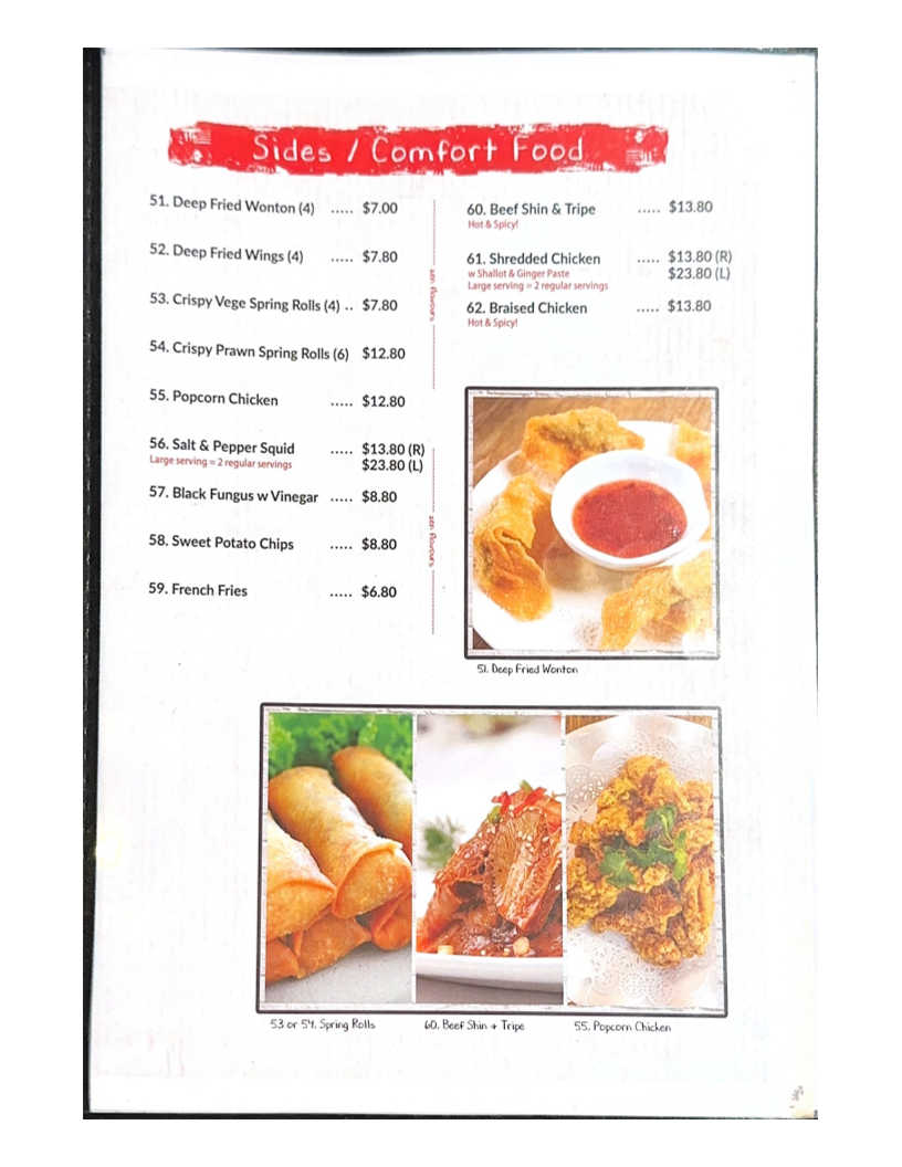 Menu, Zen Flavours
