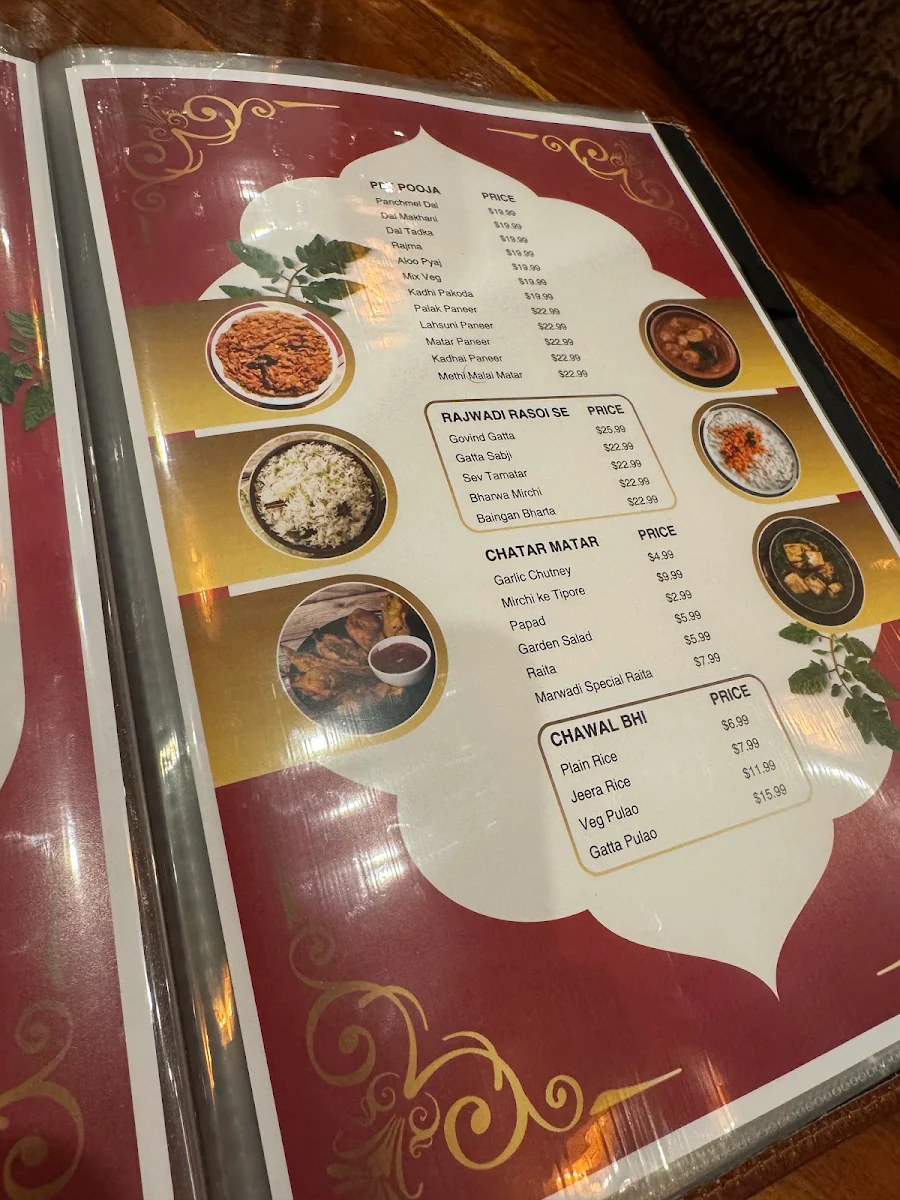Menu, Rajasthani Dhaba