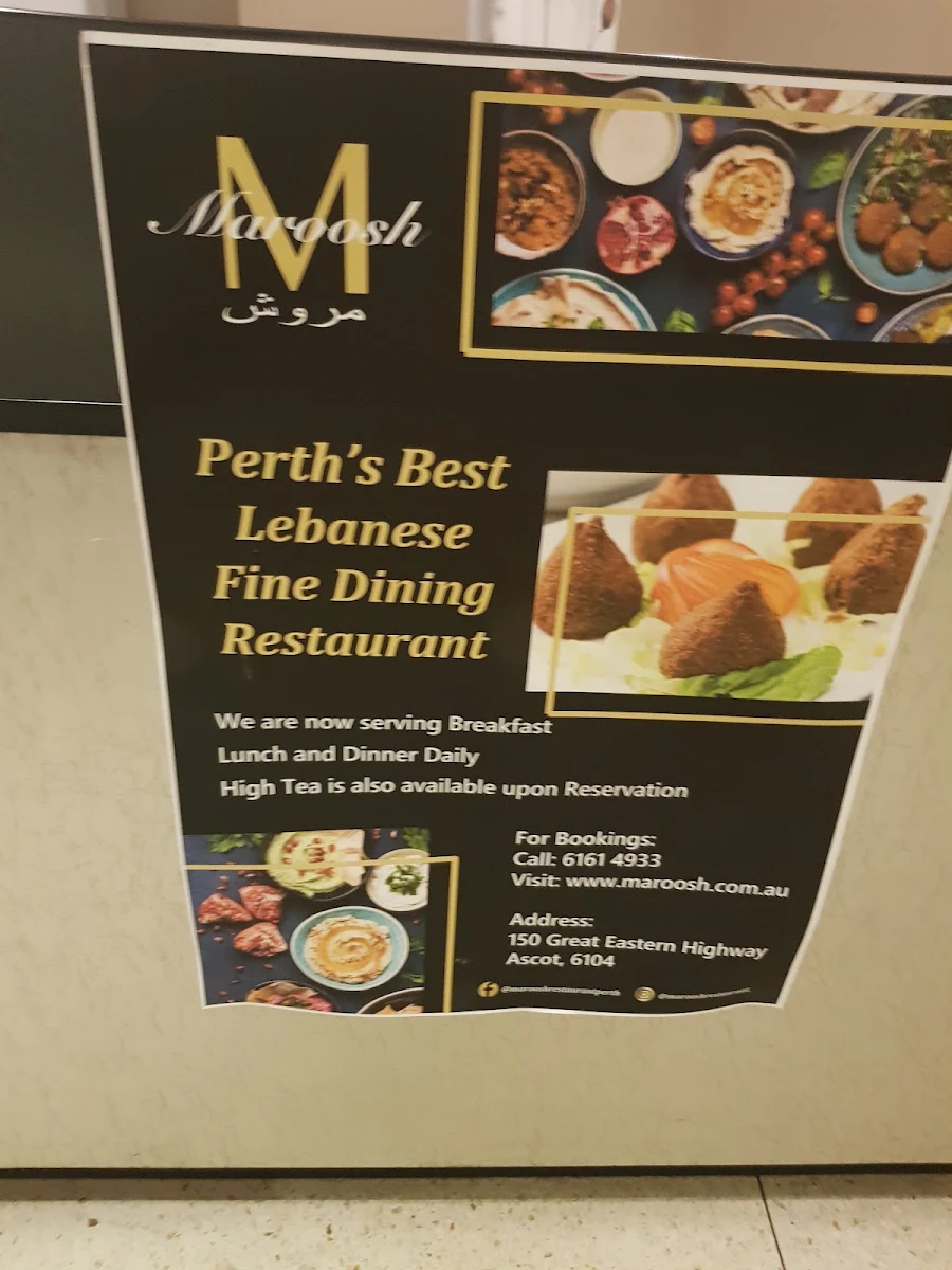 Menu, Maroosh Restaurant