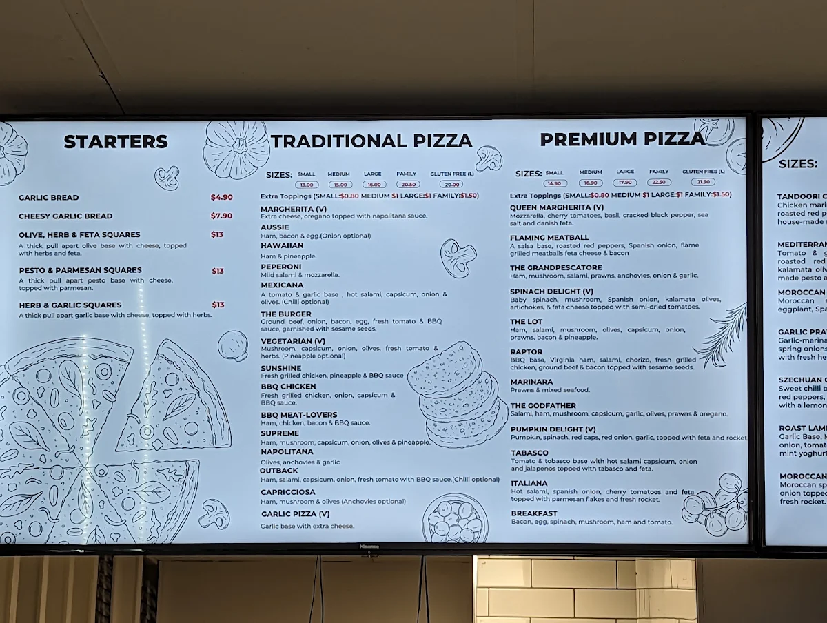 Menu, Flavours Pizza & Pasta