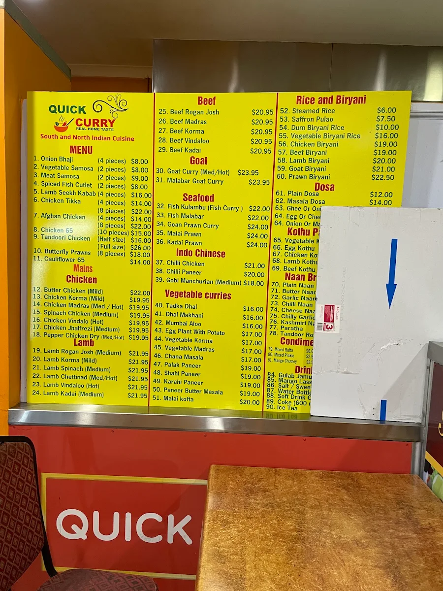 Menu, Quick Curry