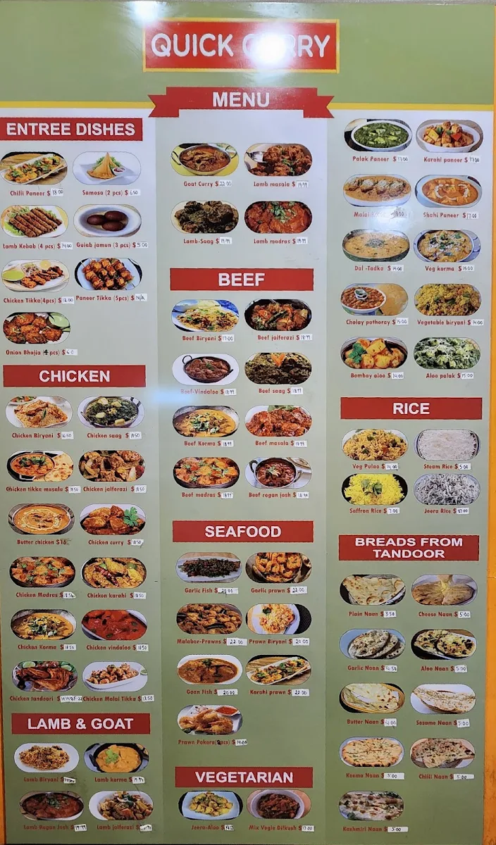 Menu, Quick Curry