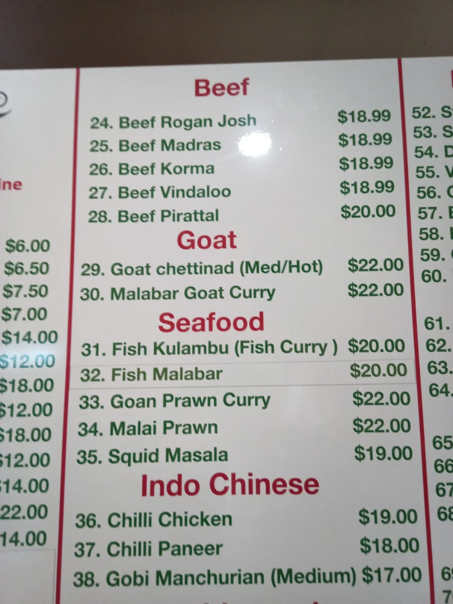 Menu, Quick Curry