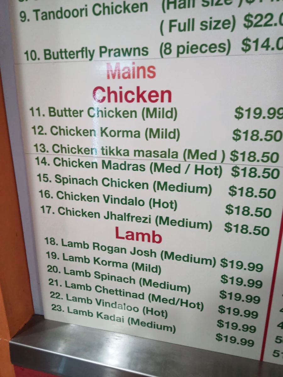 Menu, Quick Curry