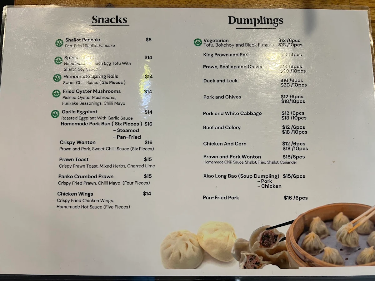 Menu, Dumpling Room