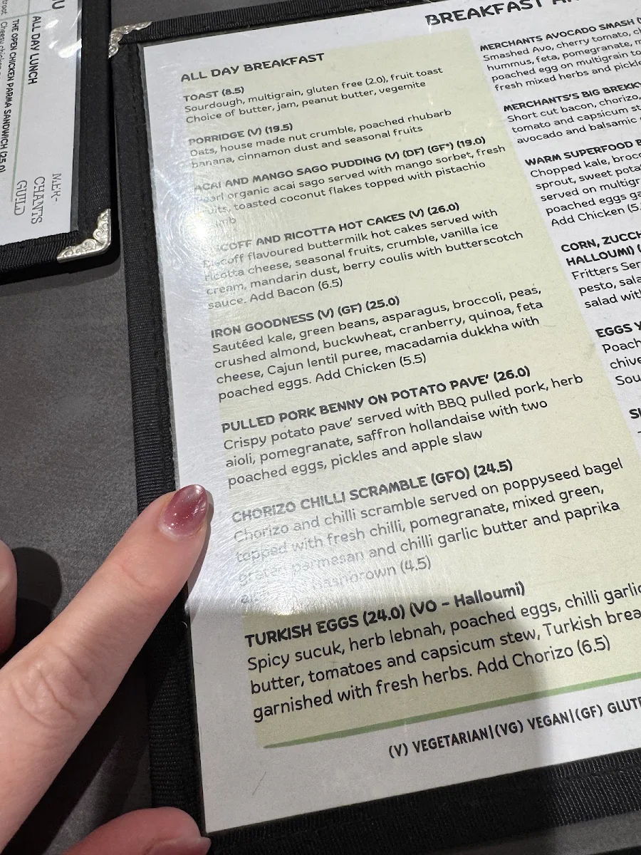 Menu, The Merchants Guild