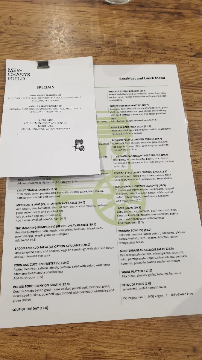 Menu, The Merchants Guild