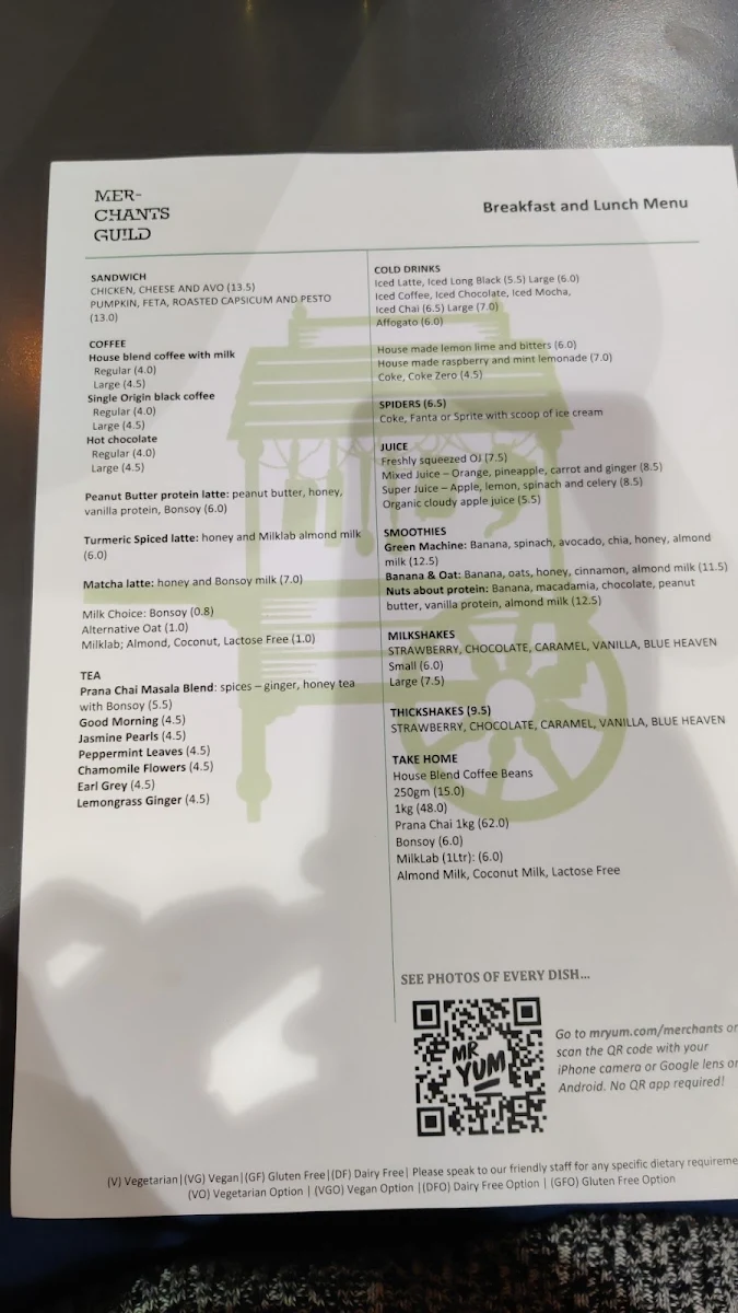 Menu, The Merchants Guild