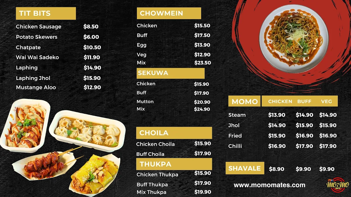 Menu, MOMO MATES KILBURN