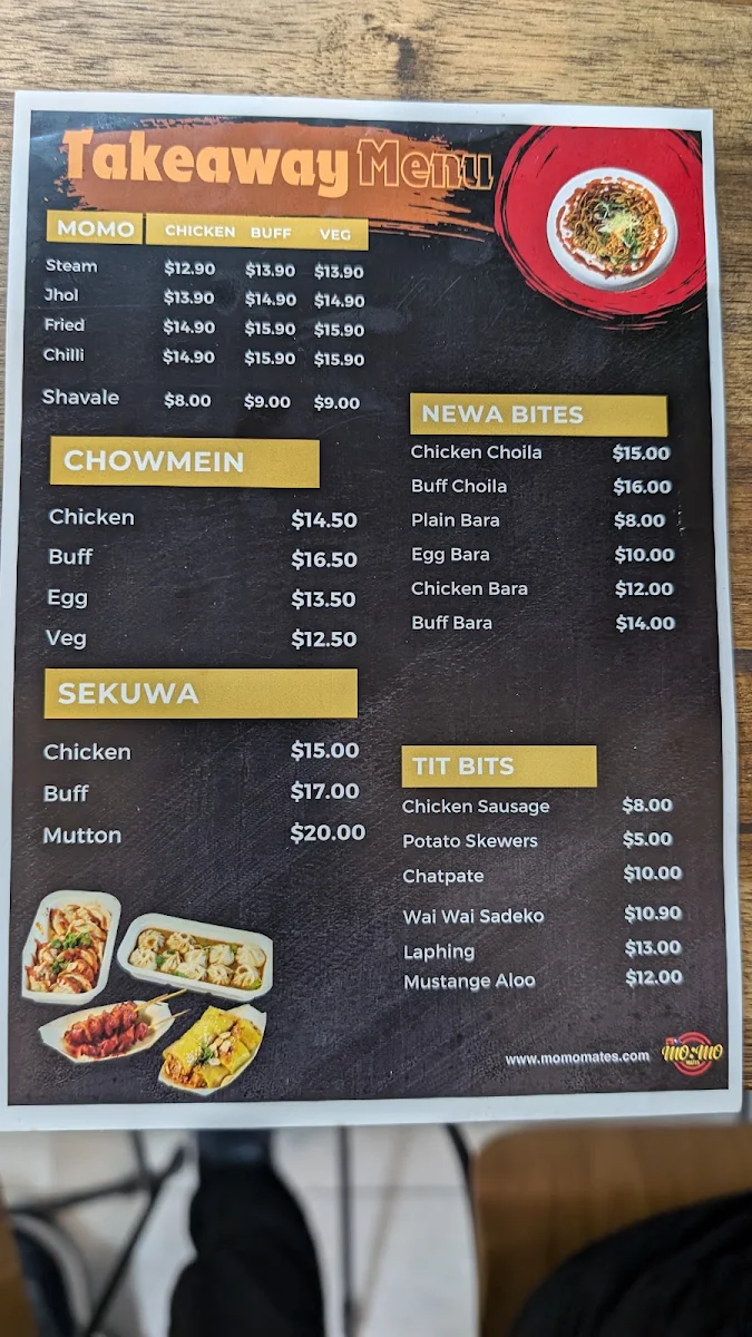 Menu, MOMO MATES KILBURN