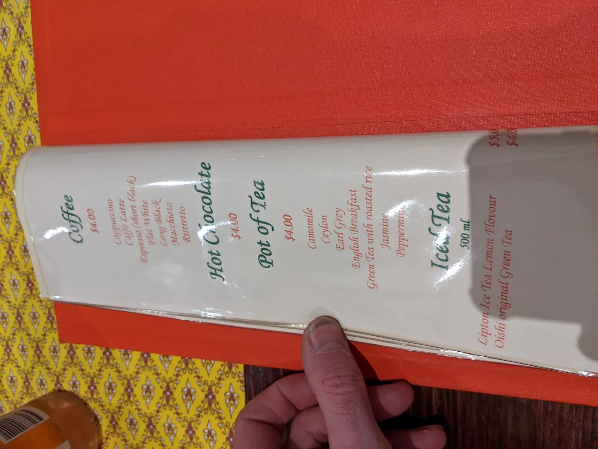 Menu, Peppercorn Thai Restaurant