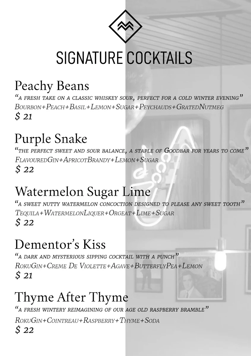 Menu, Mr. Goodbar