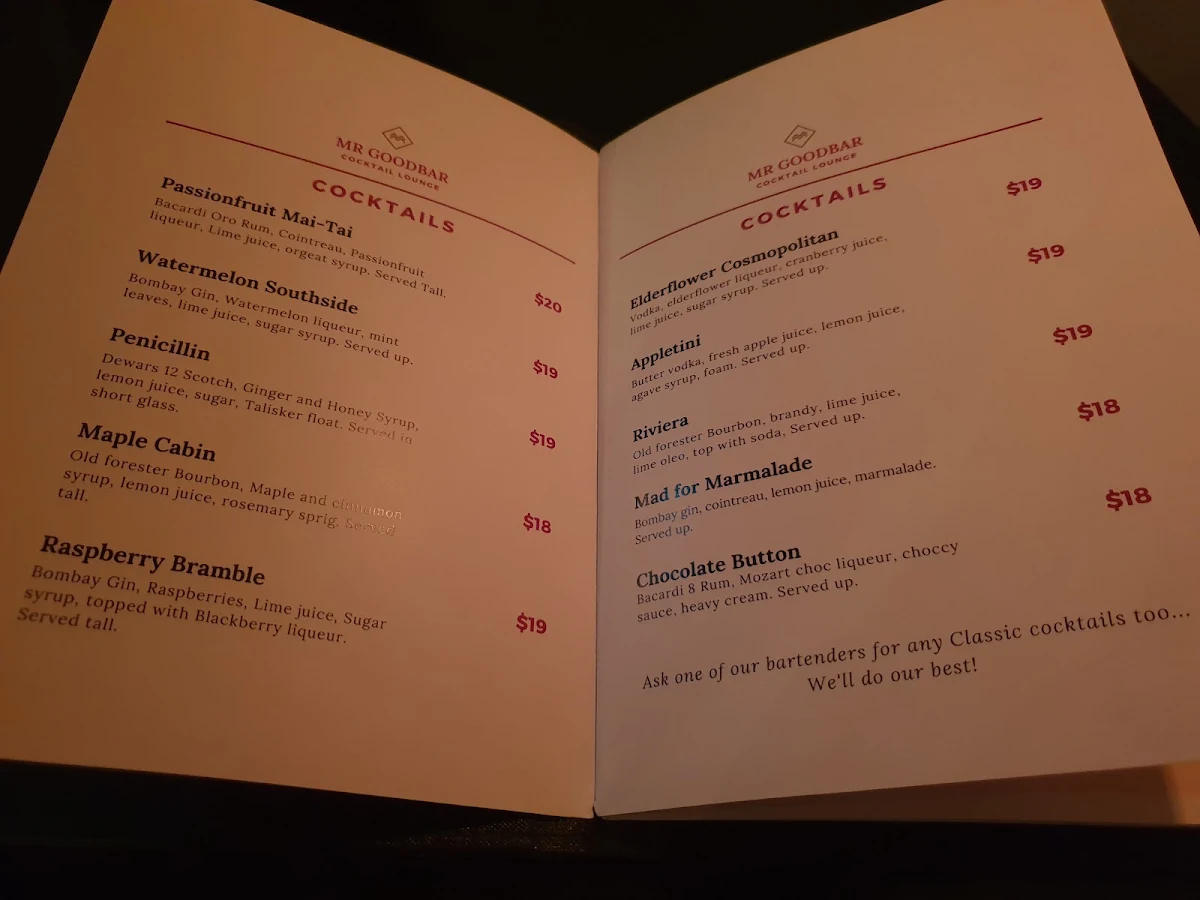 Menu, Mr. Goodbar