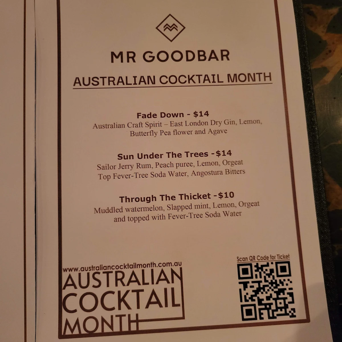 Menu, Mr. Goodbar