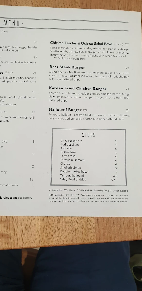 Menu, Forrest Specialty Coffee
