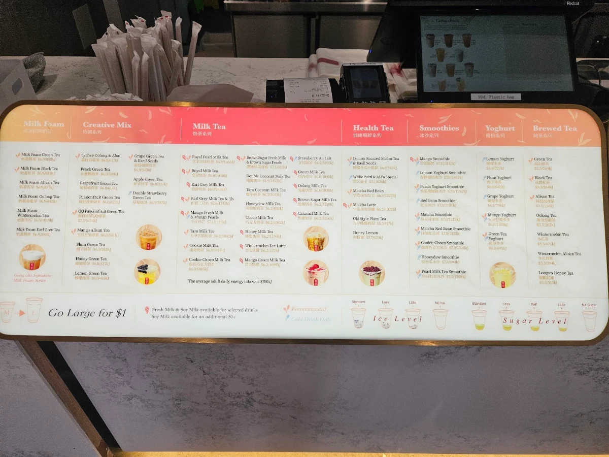 Menu, Gong Cha Eastwood Koreatown