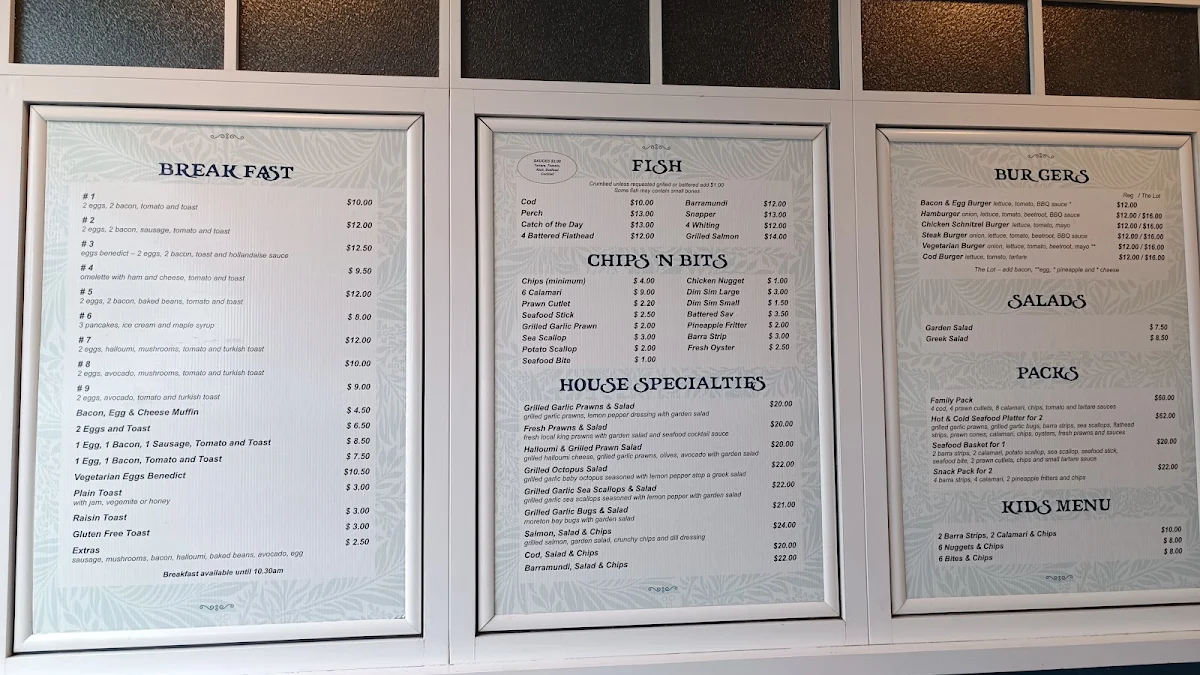Menu, Doug's Seafood Cafe