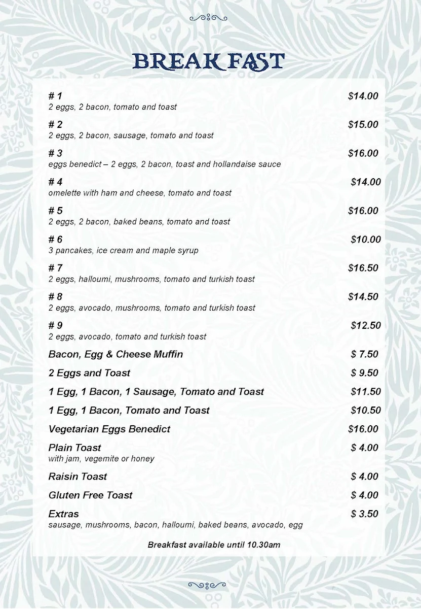 Menu, Doug's Seafood Cafe