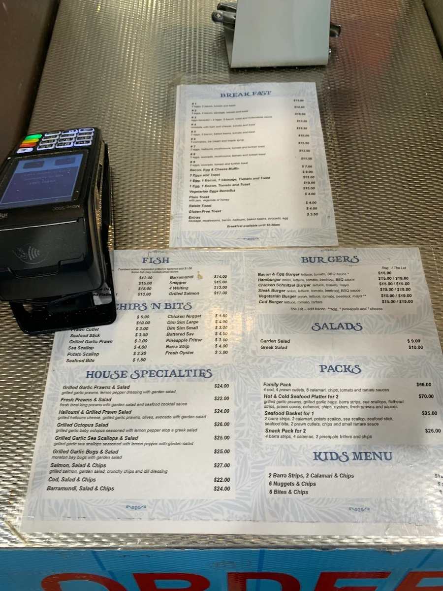 Menu, Doug's Seafood Cafe