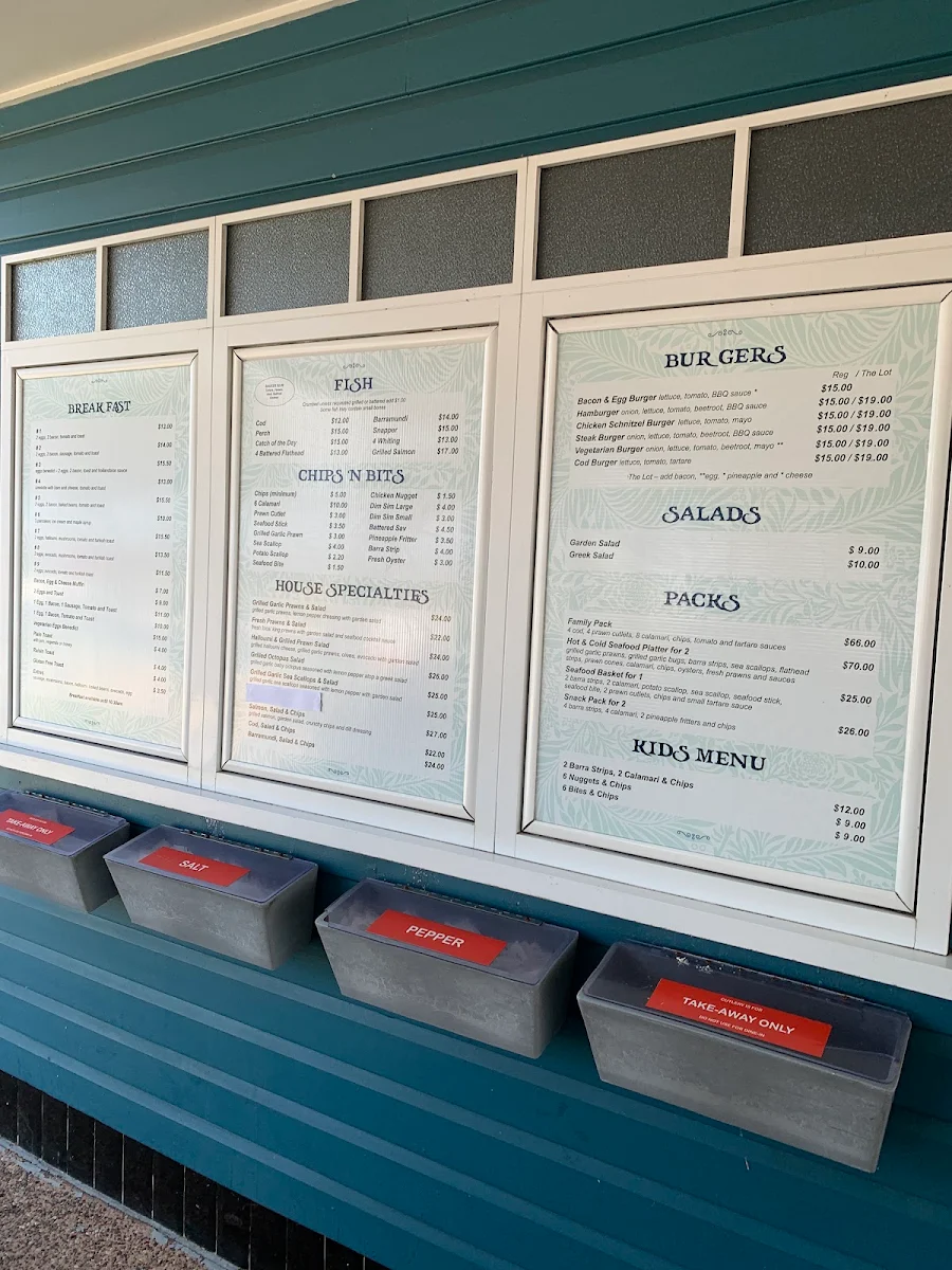 Menu, Doug's Seafood Cafe