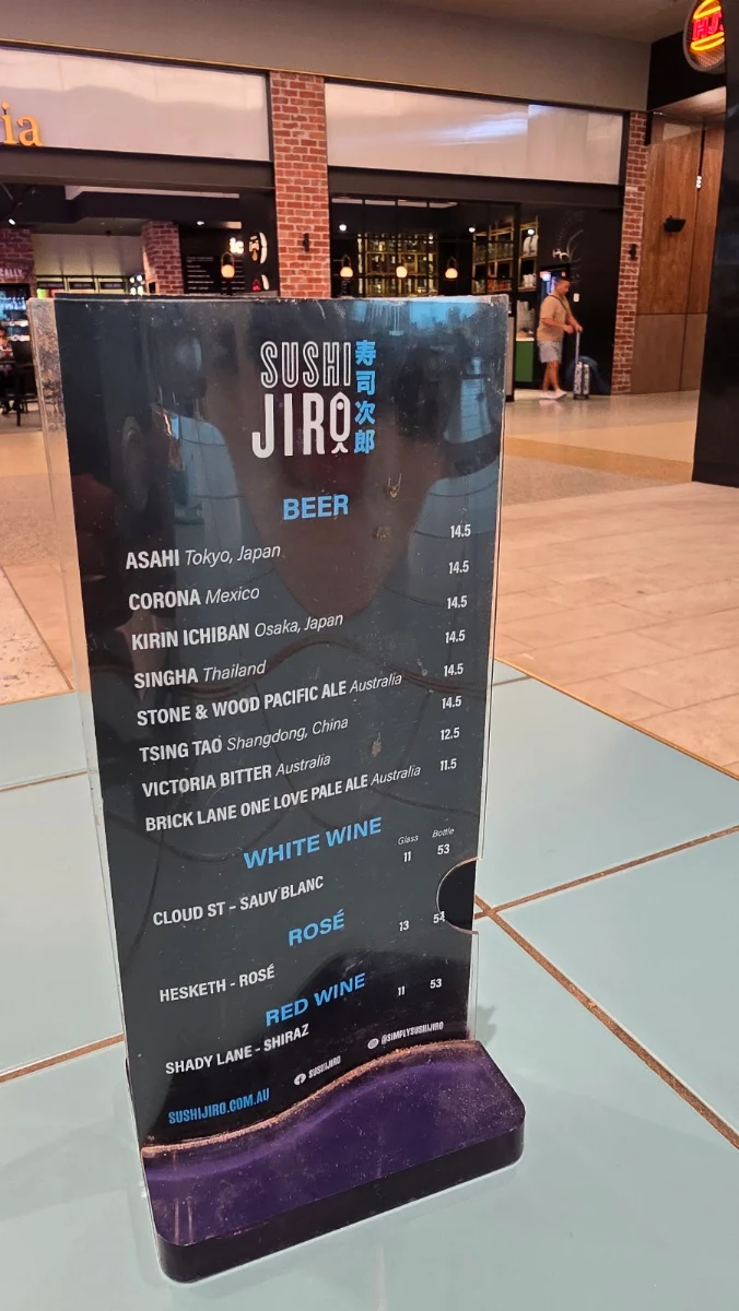 Menu, Sushi Jiro