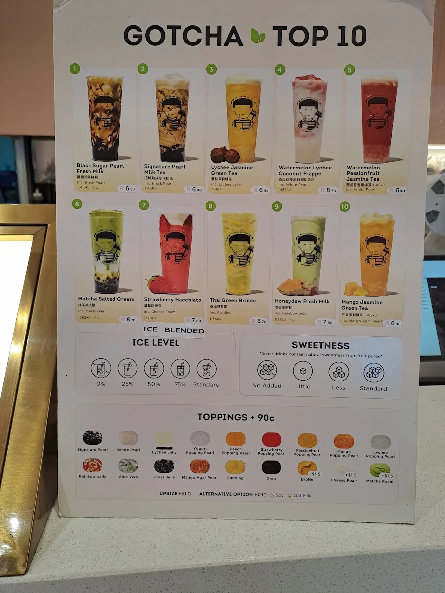 Menu, Gotcha Fresh Tea - St Albans