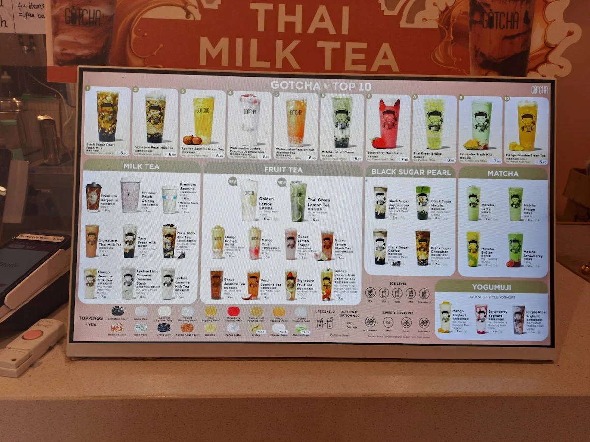 Menu, Gotcha Fresh Tea - St Albans