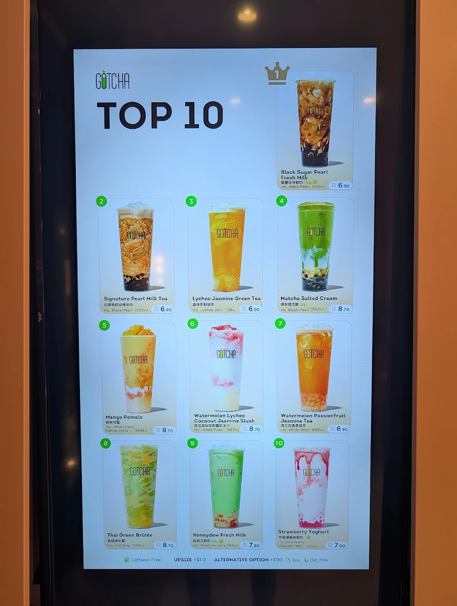 Menu, Gotcha Fresh Tea - St Albans