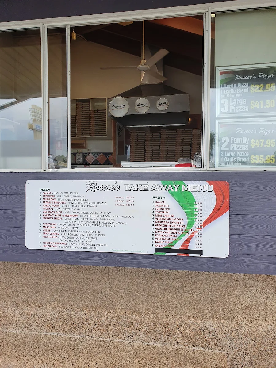 Menu, Roscoes Piazza