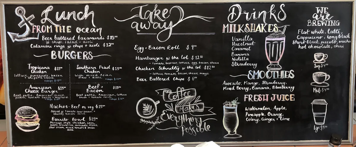 Menu, Canberra Cafe Greenway
