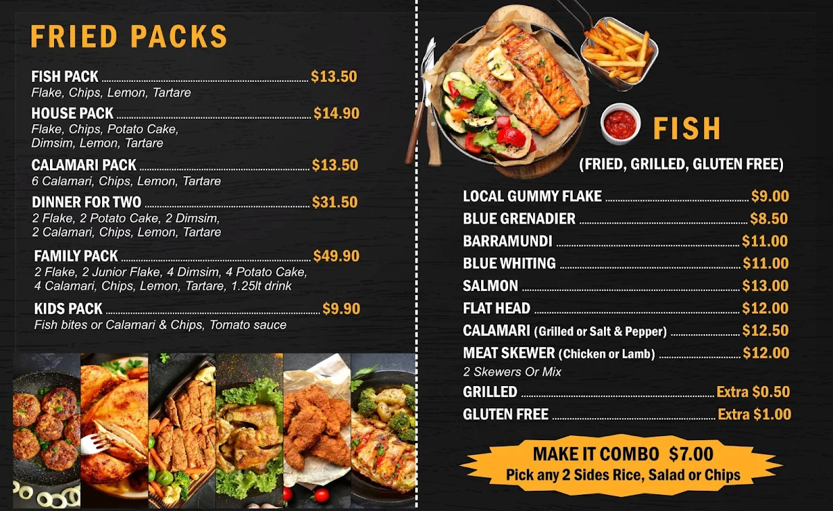 Menu, Taken away fish and chippery