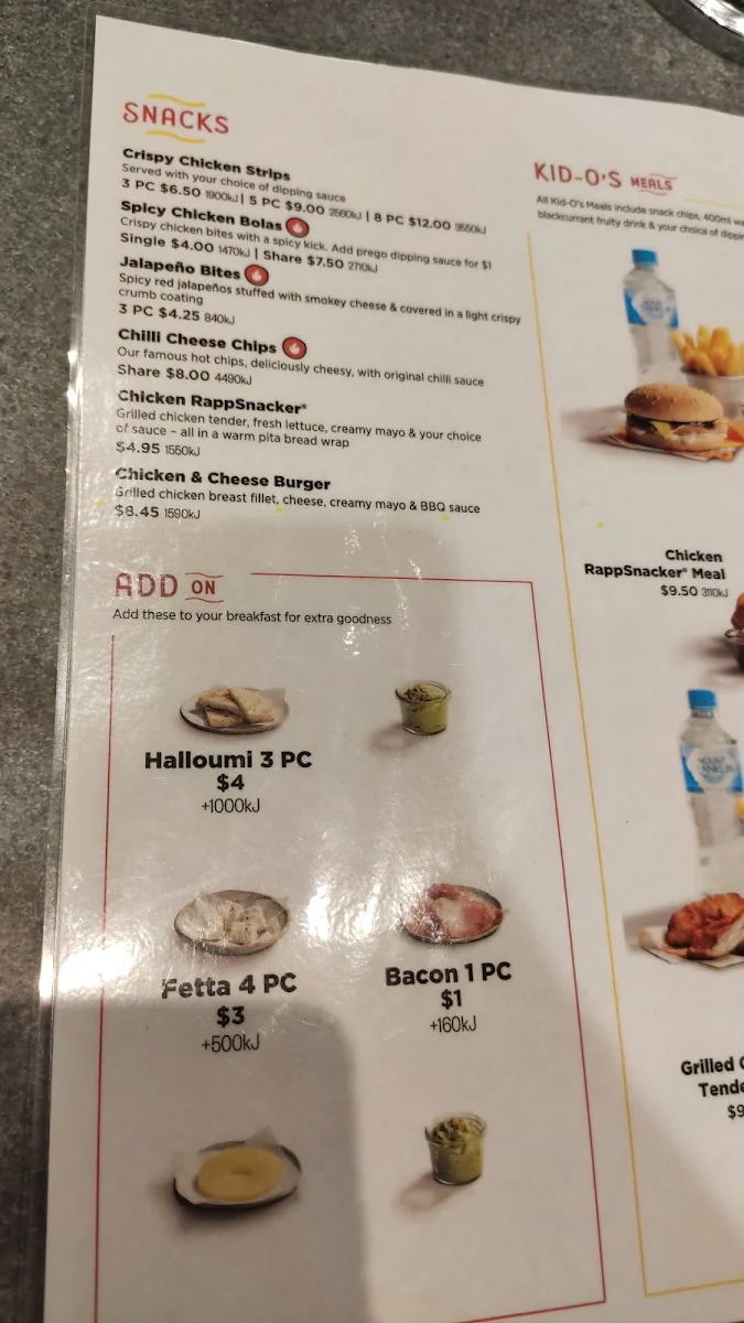 Menu, Oporto Cairns