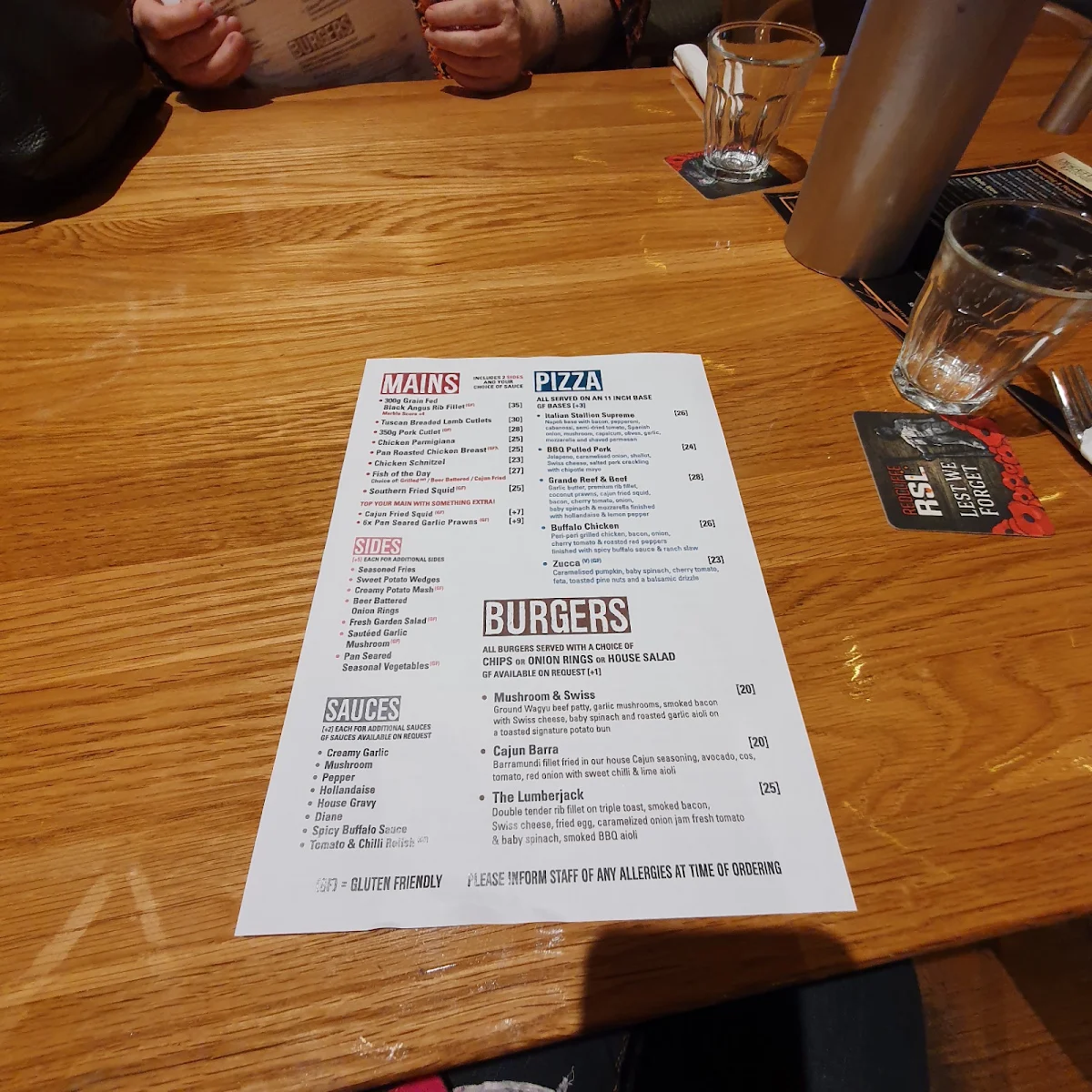 Menu, The Point Café Bar Restaurant
