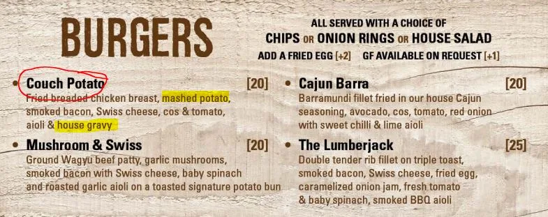 Menu, The Point Café Bar Restaurant