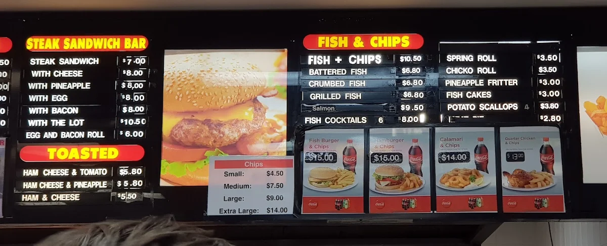 Menu, The Falls Takeaway