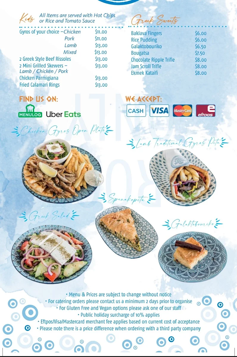 Menu, The Greek Grill on High