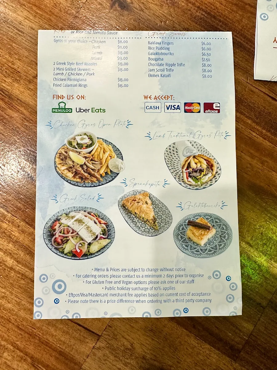 Menu, The Greek Grill on High