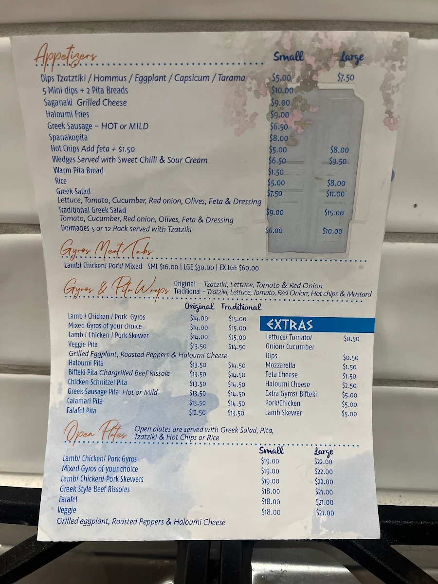 Menu, The Greek Grill on High