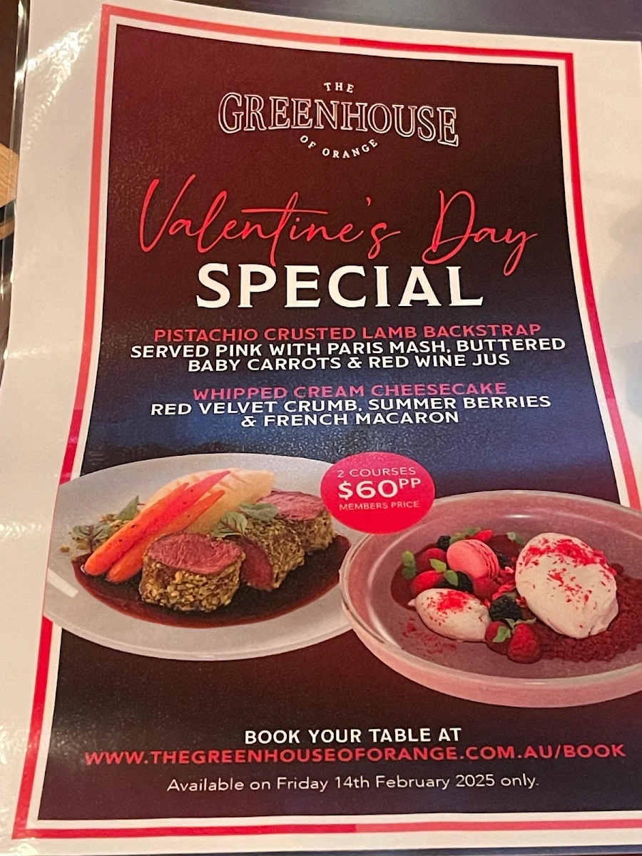 Menu, The Greenhouse of Orange