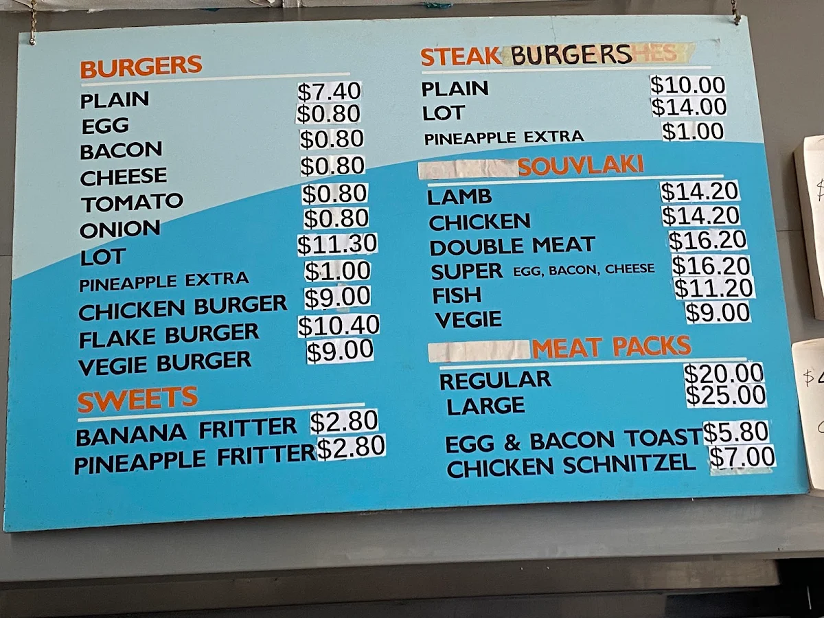 Menu, Wandin Fish & Chip Shop