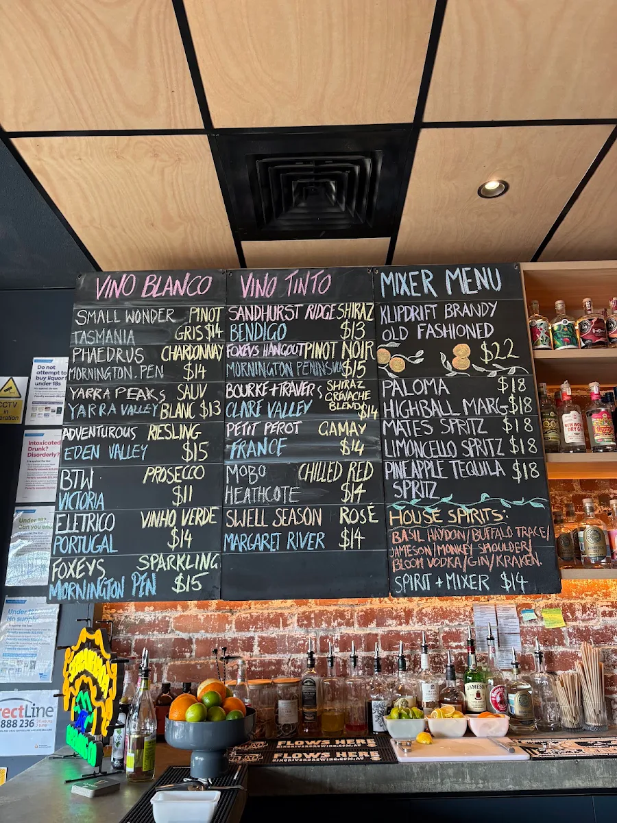 Menu, mates. Bar & Bottleshop