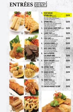 Menu, Sunny Thai Takeaway