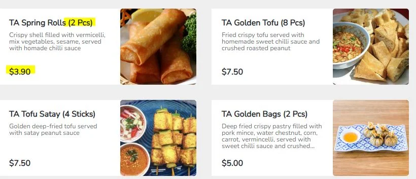 Menu, Sunny Thai Takeaway